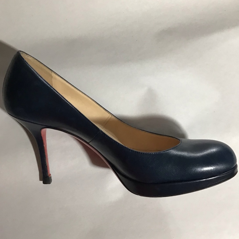 auth CHRISTIAN LOUBOUTIN size 35.5 navy platforms - Picture 1 of 8